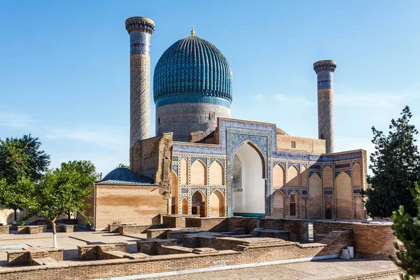 Exterior Del Mausoleo Amir Temur Gur Amir Samarcanda Uzbekistán Asia — Foto de Stock