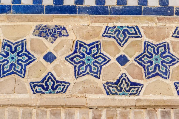 Detalhe Mosaico Sher Dor Madrasah Registan Samarcanda Uzbequistão Ásia Central — Fotografia de Stock
