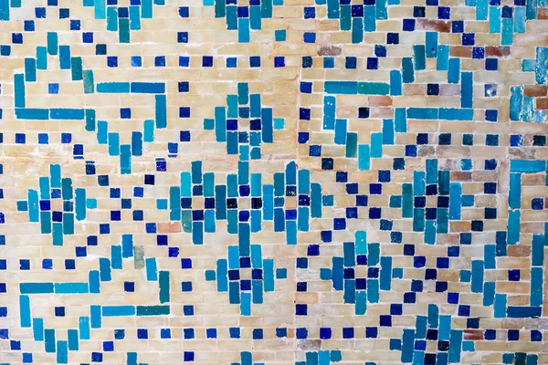 Azure Blue Mosaic Pattern Madrassa Registan Samarcanda Uzbequistão Ásia Central — Fotografia de Stock