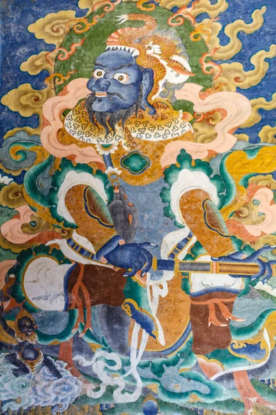 Colorful Mural Buddhist Deity Monastery Mongar Bhutan Asia — Stock Photo, Image