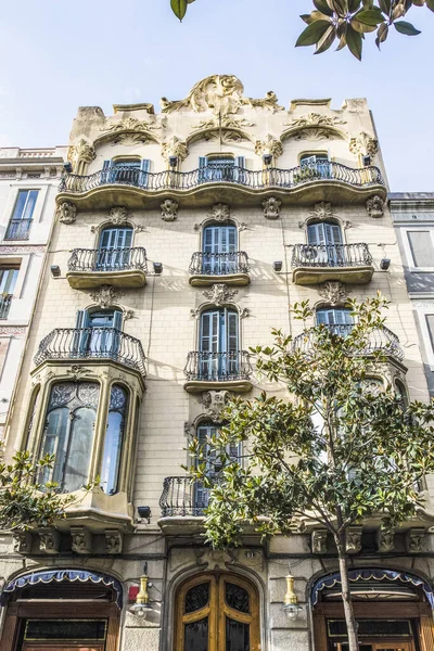 Façade Immeuble Dans Style Modernismo Gracia Barcelone Espagne Europe — Photo