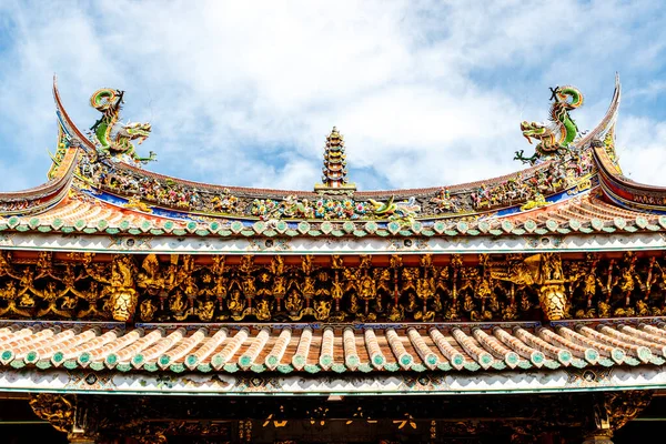 Esterno Tetto Del Tempio Confucio Taipei Taiwan Asia — Foto Stock