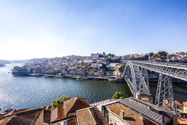 Uitzicht Het Oude Centrum Van Porto Met Dom Luis Brug — Stockfoto