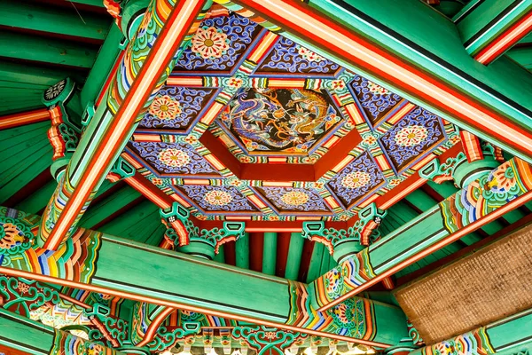 Teto Ornamentado Pavilhão Parque Palácio Changdeokgung Seul Coreia Sul Ásia — Fotografia de Stock