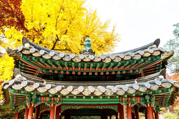 Toit Coloré Pavillon Dans Parc Palais Changdeokgung Séoul Corée Sud — Photo