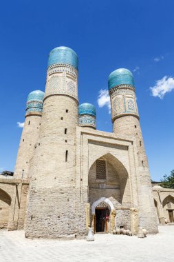 Bukhara, Özbekistan, Orta Asya 'daki Chor Minor Madrassah' ın dışı