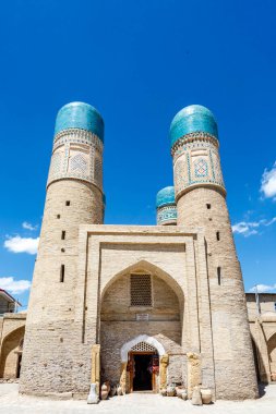 Bukhara, Özbekistan, Orta Asya 'daki Chor Minor Madrassah' ın dışı