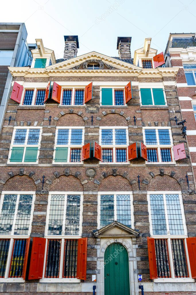 Facade of the Rembrandt house in the historical center of Amsterdam, Noord-Holland, The Netherlands, Europe