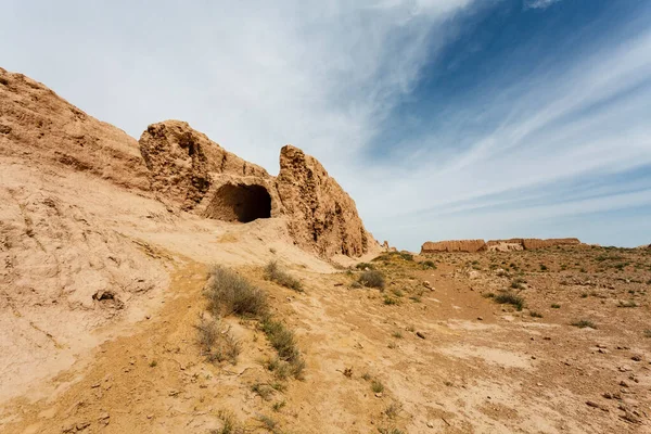 Vista Castillo Del Desierto Ayaz Kala Desierto Kyzylkum Norte Uzbekistán — Foto de Stock