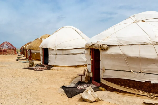 Camping Yourtes Dans Désert Kyzylkum Dans Nord Ouzbékistan Asie Centrale — Photo