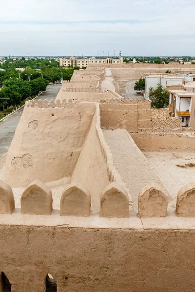 Blick Über Die Stadtmauern Der Historischen Stadt Chiwa Usbekistan Zentralasien — Stockfoto