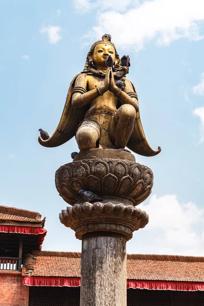 Statue Hanuman Garde Sur Place Patan Durbar Est Situé Centre — Photo