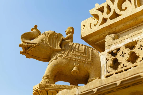 Elefantskulptur Med Blind Man Jian Temple Amar Sagar Jaisalmer Området — Stockfoto