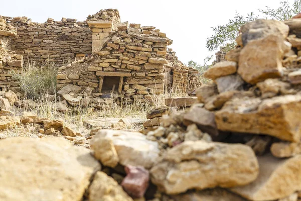 Abandoned Adobe Houses Middle Age Village Kuldhara Thar Desert Rajasthan — Stock Photo, Image