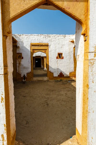 Maisons Adobe Abandonnées Dans Village Moyen Age Kuldhara Dans Désert — Photo