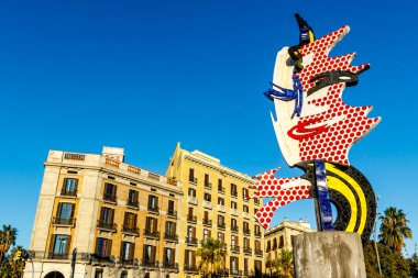 Barselona Başkanı (El Cap de Barcelona), Amerikalı pop sanatçısı Roy Lichtenstein tarafından 1992 Yaz Olimpiyatları için Barselona, Katalonya, İspanya - Ocak 2022