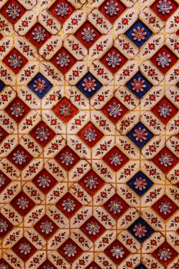 Lalgarh Sarayı 'nın zengin süslü tavanı, Bikaner, Rajasthan, Hindistan, Asya