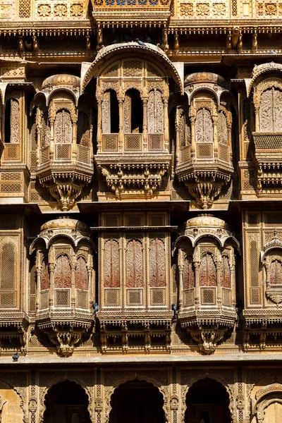 Rich Decorated Exterior Kothari Patwa Haveli Patwon Haveli Jaisalmer Rajasthan — Stock Photo, Image