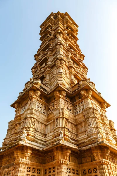 Kirti Stambha Uma Torre Século Xii Situada Forte Chittor Chittorgarh — Fotografia de Stock