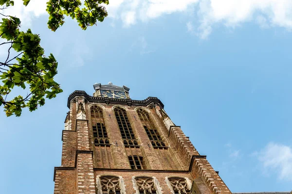 Башня Дордрехтского Собора Церкви Пресвятой Богородицы Гроте Керк Onze Lieve — стоковое фото