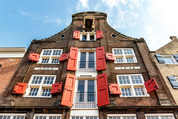Fasada Starego Magazynu Wewnętrznym Porcie Dordrecht Zuid Holland Holandia Europa — Zdjęcie stockowe