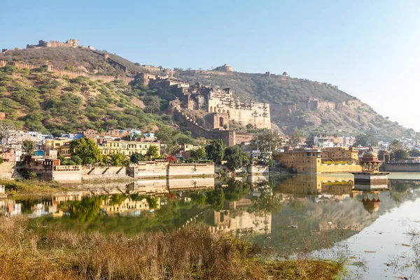 Uitzicht Het Paleis Stadsmuren Stad Bundi Rajasthan India Azië — Stockfoto