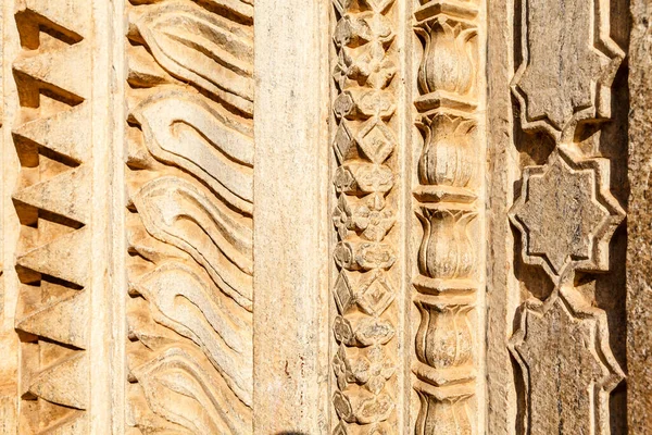 Détail Des Murs Sculptés Pierre Palais Bundi Rajasthan Inde Asie — Photo