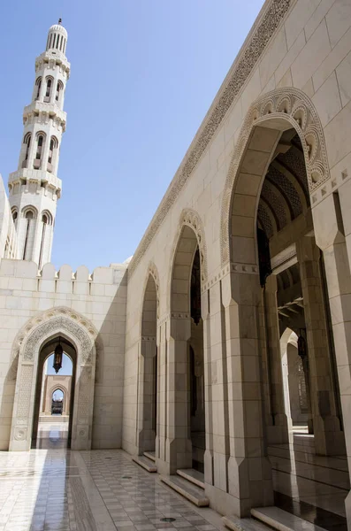 Extérieur Grande Mosquée Sultan Qaboos Mascate Oman Moyen Orient — Photo