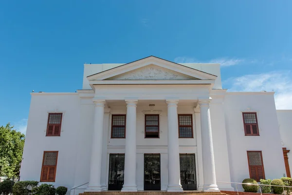 Exterior Hermoso Edificio Clásico Con Columnas Stellenbosch Ciudad Universidad Del — Foto de Stock