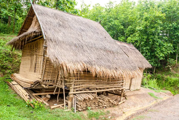 Bambu Hus Borhia Byn Längs Mekong Floden Luang Prabang Laos — Stockfoto