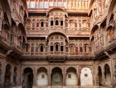 Jodhpur, Rajasthan, Hindistan ve Asya 'daki Mehrangarh Kalesi' nin dışında.