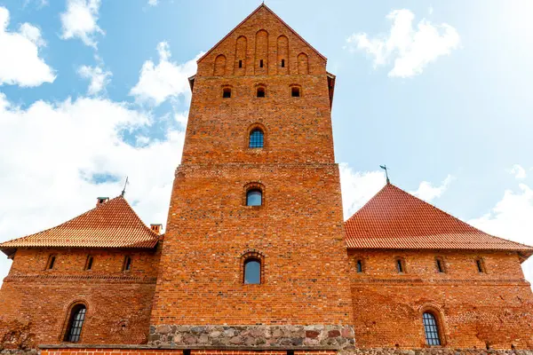 Exteriér Vévodského Paláce Ostrově Trakai Trakai Litva Evropa — Stock fotografie