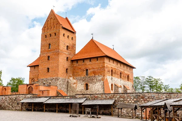 Exteriér Vévodského Paláce Ostrově Trakai Trakai Litva Evropa — Stock fotografie