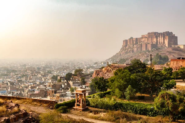 Pohled Pevnost Mehrangarh Modré Město Jodhpur Rajasthan Indie Asie — Stock fotografie