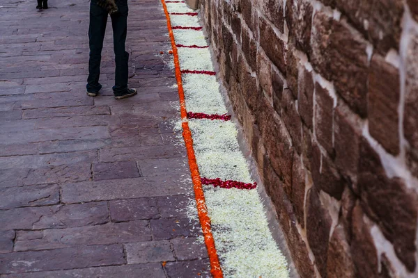 Marigold Flower Decorations Royal Wedding Mehrangarh Fort Jodhpur Rajasthan India — Stock Photo, Image