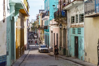 City life in the old historical quarter of Havan, Cuba, North Americaa