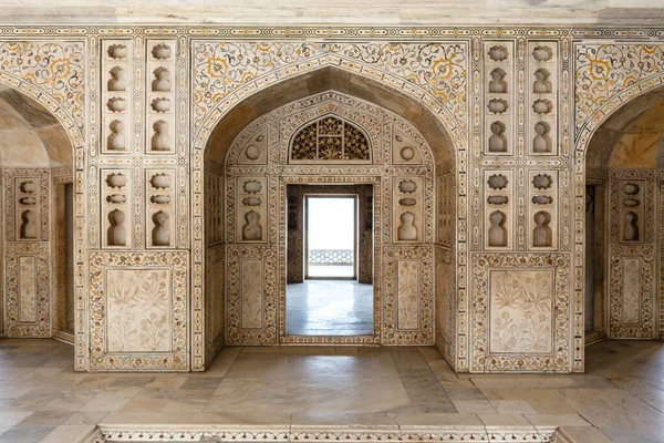 Rico Interior Decorado Agra Fort Agra Uttar Pradesh Índia Ásia — Fotografia de Stock