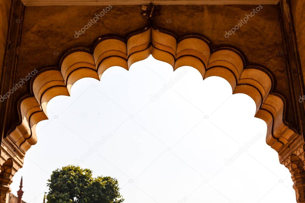 Rich decorated interior of Agra Fort in Agra, Uttar Pradesh, India, Asia