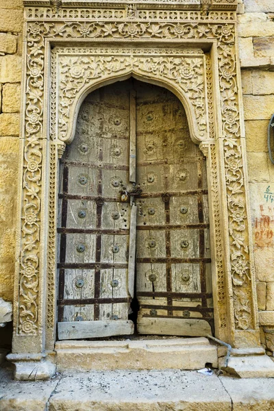 Old Wooden Entrance Door Jaisalmer Fortress Rajasthan India Asia — Stock Photo, Image