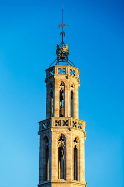 Santa Maria del Mar 'ın saat kulesi, El Borne, Barselona, Katalonya, İspanya