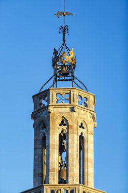Santa Maria del Mar 'ın saat kulesi, El Borne, Barselona, Katalonya, İspanya