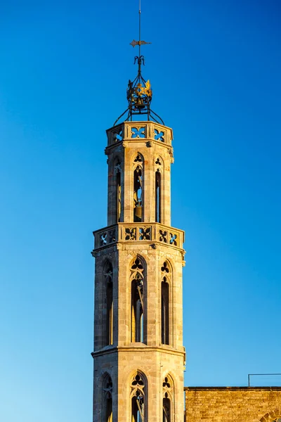 Clock Tower Santa Maria Del Mar Borne Barcelona Catalonia Spain — Fotografia de Stock