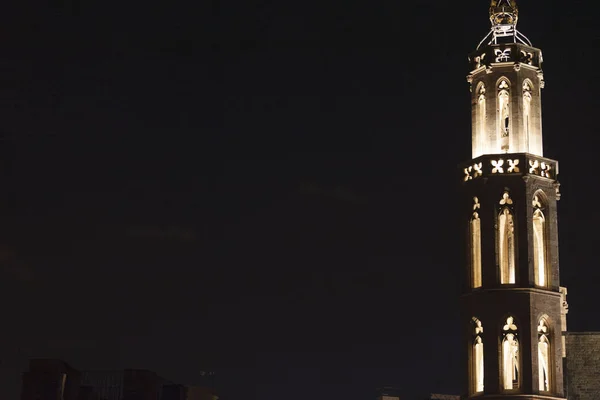 Tour Horloge Santa Maria Del Mar Nuit Borne Barcelone Catalogne — Photo