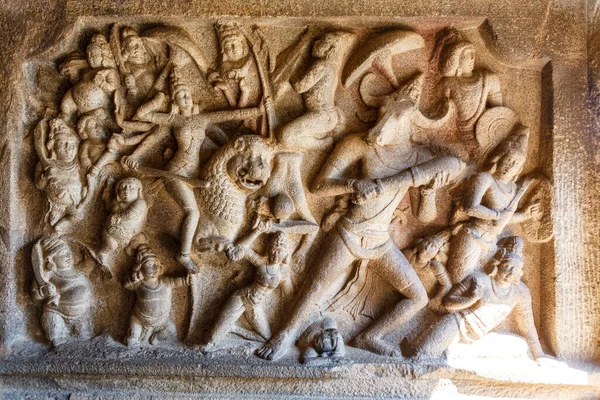 Varaha Cave Temple Tempio Rupestre Situato Mamallapuram Sulla Costa Coromandel — Foto Stock
