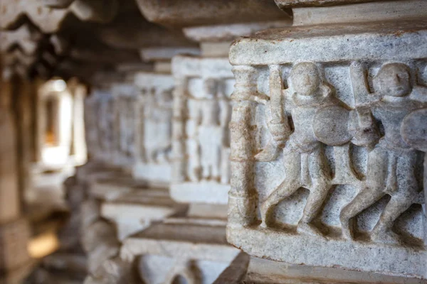 Carved Warriors Adinatha Temple Jain Temple Ranakpur Rajasthan India Asia — 图库照片