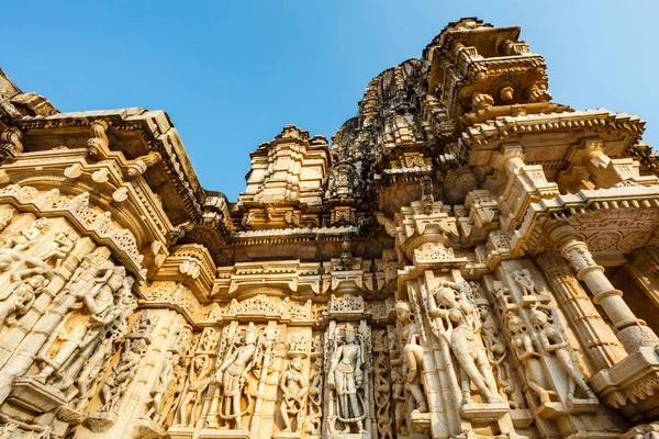 Außenansicht Des Jain Tempels Adinatha Tempel Mit Szenen Aus Dem — Stockfoto