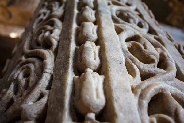 Marble Column Carved Beautiful Pattern Jain Temple Adinatha Temple Ranakpur — Φωτογραφία Αρχείου