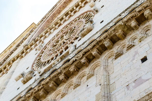 Ornate Facade Duomo Cathedral San Rufino Assisi Umbria Italy Europe — Fotografia de Stock