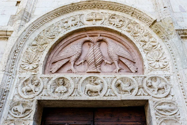 Ornate Facade Duomo Cathedral San Rufino Assisi Umbria Italy Europe — 图库照片