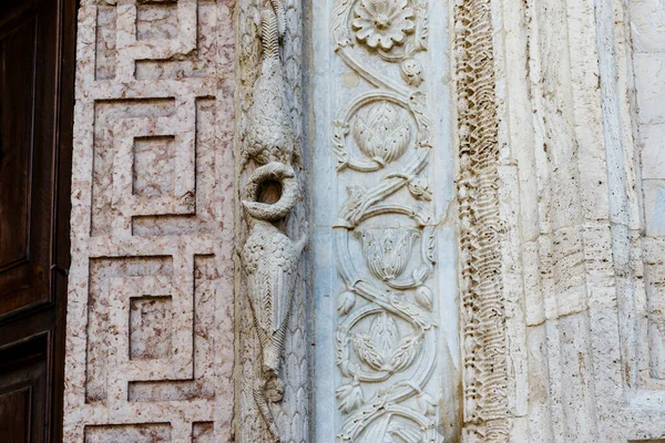 Ornate Facade Duomo Cathedral San Rufino Assisi Umbria Italy Europe — Foto de Stock